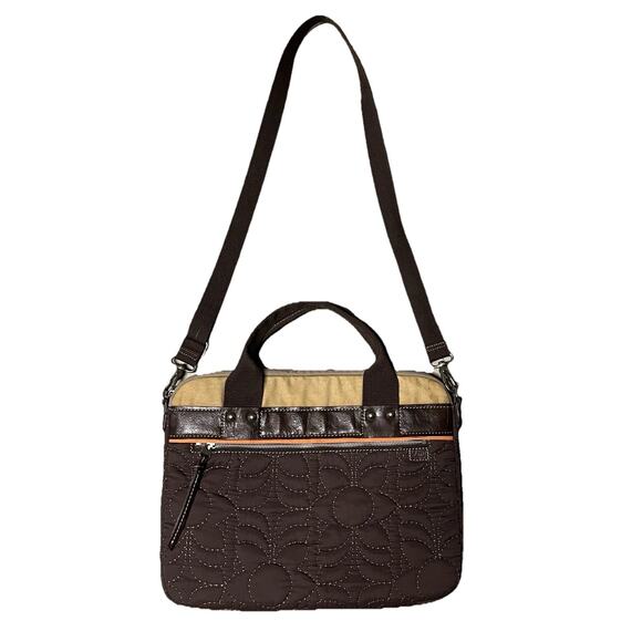 Fossil Key Per Quilted Messenger Bag Laptop Bag Computer Tote Brown & Or… - Picture 1 of 12